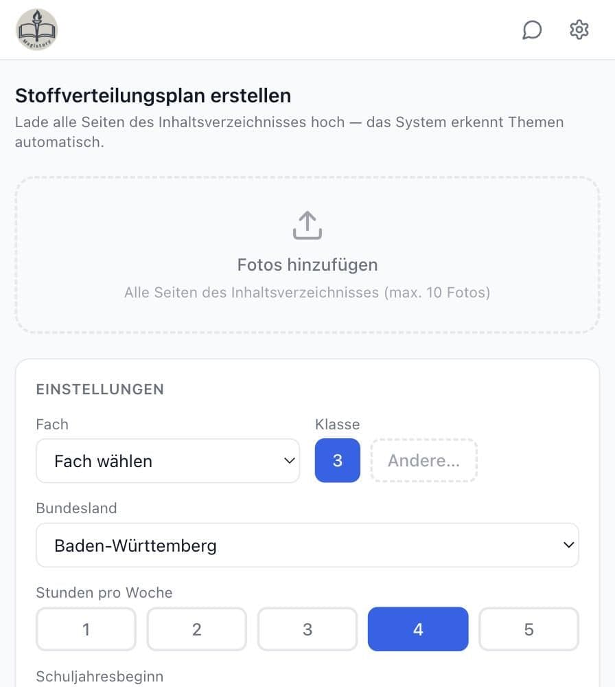 Stoffverteilungsplan erstellen in Magistery